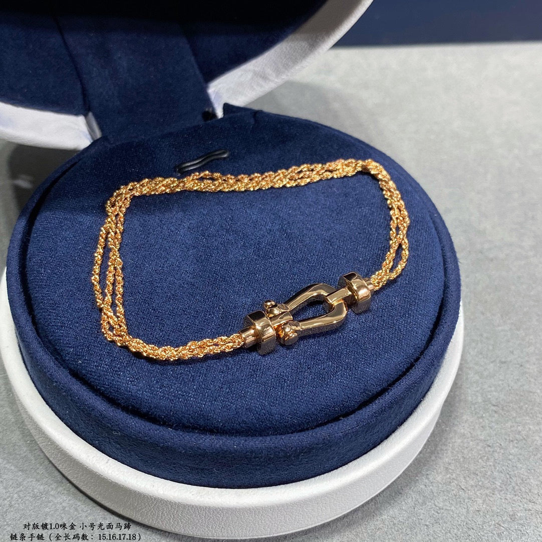 [Olivia JW]FORCE SMALL HORSESHOE  DIAMOND CHAIN ROPE BRACELET