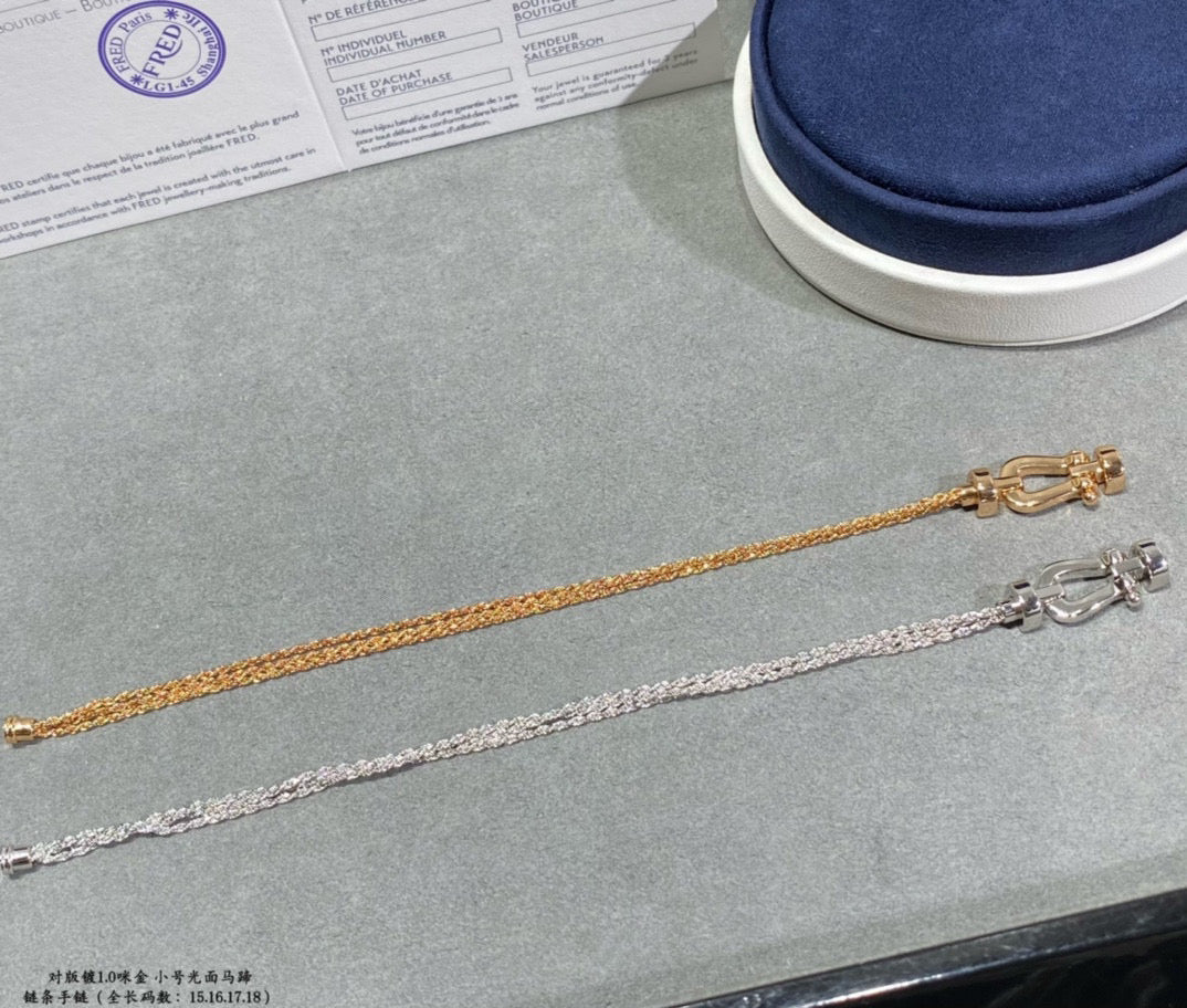 [Olivia JW]FORCE SMALL HORSESHOE  DIAMOND CHAIN ROPE BRACELET