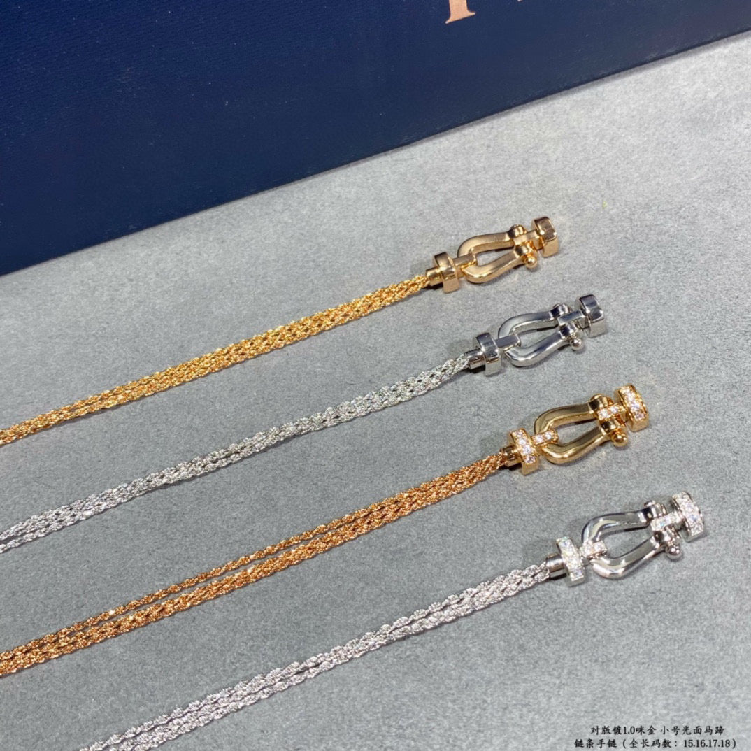 [Olivia JW]FORCE SMALL HORSESHOE  DIAMOND CHAIN ROPE BRACELET
