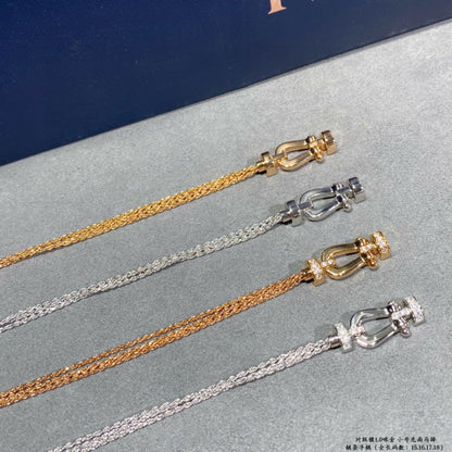 [Olivia JW]FORCE SMALL HORSESHOE  DIAMOND CHAIN ROPE BRACELET