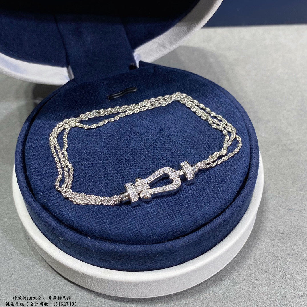 [Olivia JW]FORCE SMALL HORSESHOE  DIAMOND CHAIN ROPE BRACELET