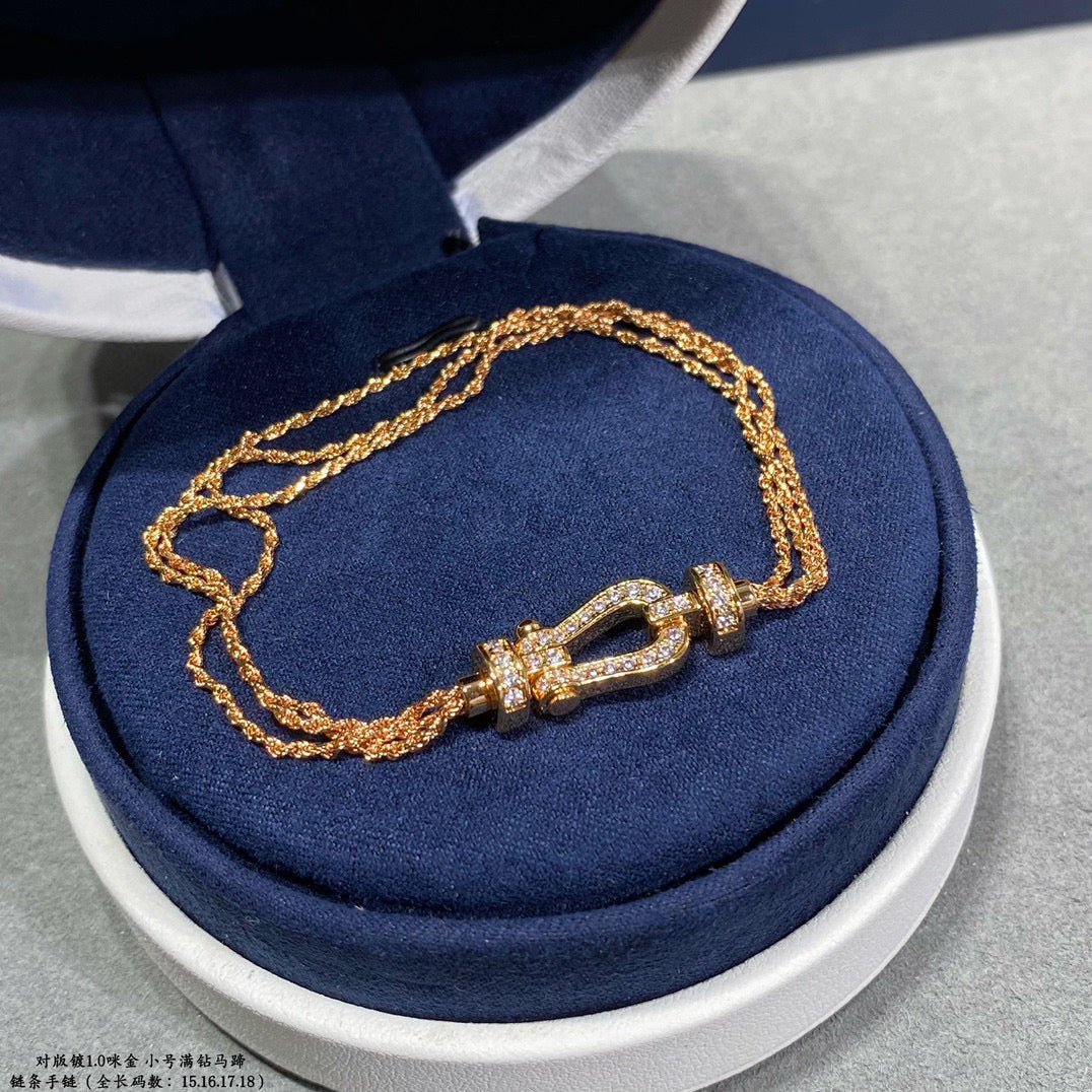 [Olivia JW]FORCE SMALL HORSESHOE  DIAMOND CHAIN ROPE BRACELET