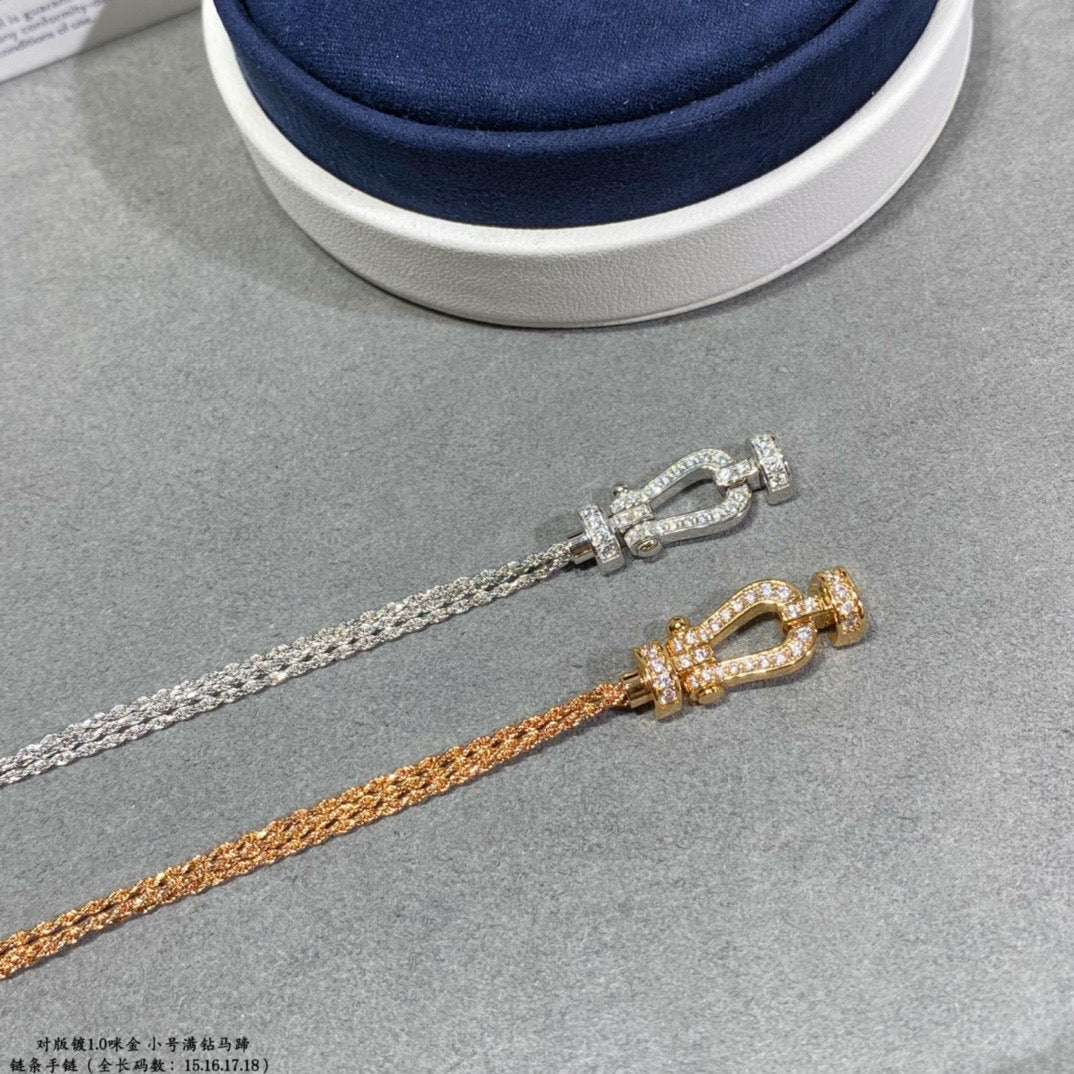 [Olivia JW]FORCE SMALL HORSESHOE  DIAMOND CHAIN ROPE BRACELET