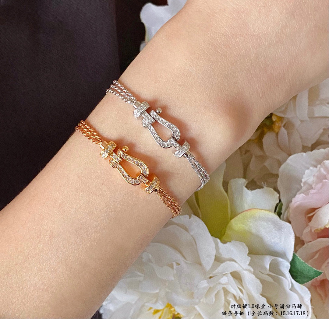 [Olivia JW]FORCE SMALL HORSESHOE  DIAMOND CHAIN ROPE BRACELET