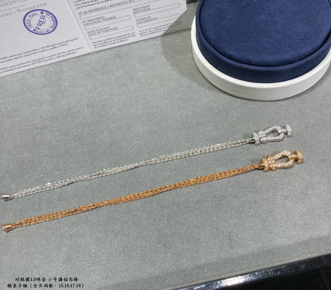 [Olivia JW]FORCE SMALL HORSESHOE  DIAMOND CHAIN ROPE BRACELET