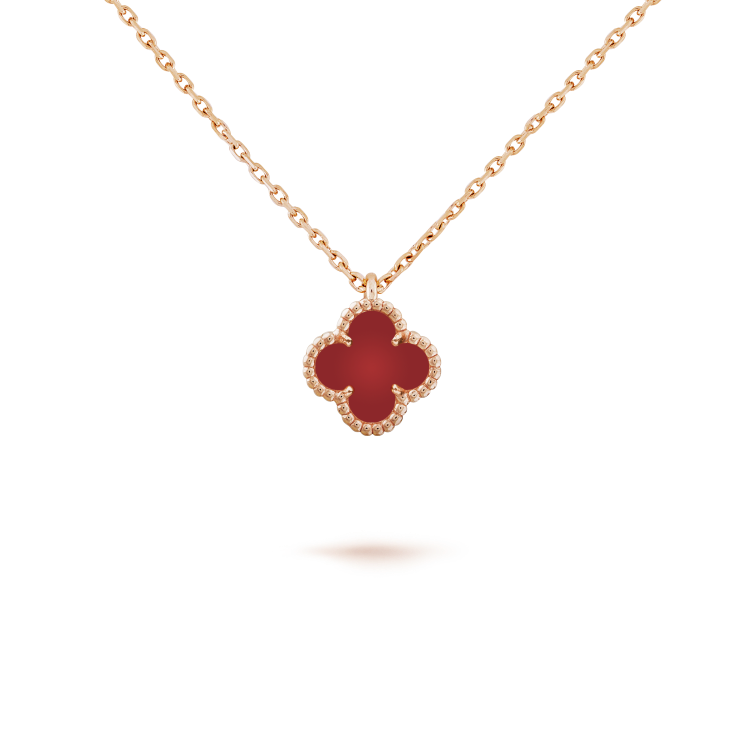 [Olivia JW]CLOVER MINI 9.5MM WHITE CARNELIANS NECKLACE
