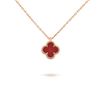 [Olivia JW]CLOVER MINI 9.5MM WHITE CARNELIANS NECKLACE