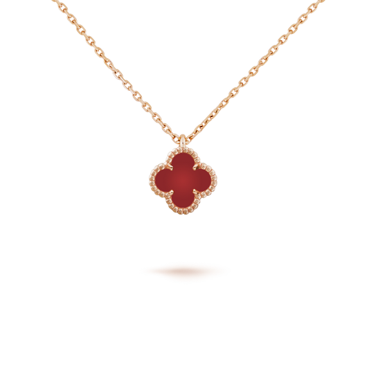[Olivia JW]CLOVER MINI 9.5MM WHITE CARNELIANS NECKLACE