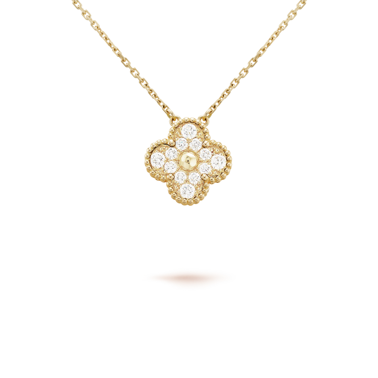 [Olivia JW]CLOVER 15MM DIAMOND SINGLE FLOWER NECKLACE