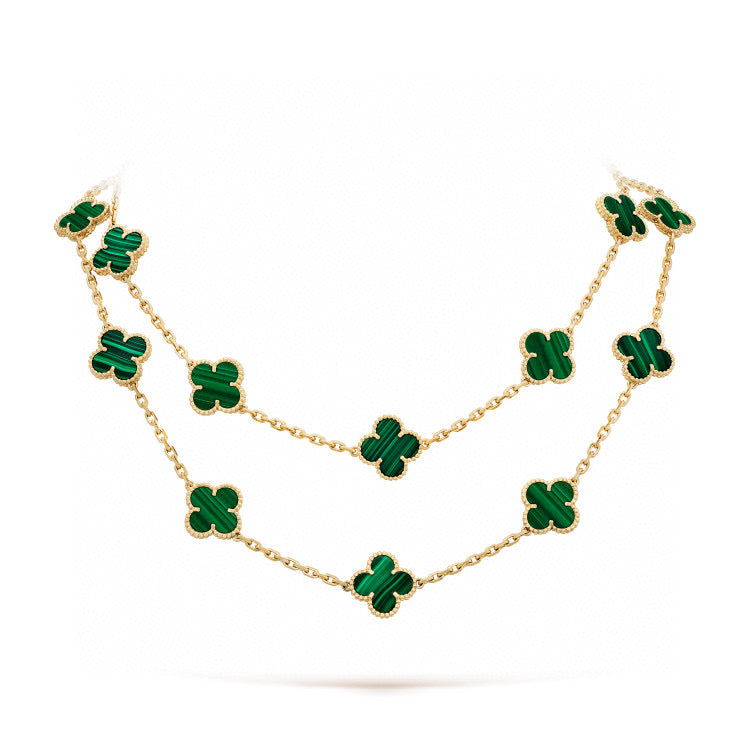 [Olivia JW]CLOVER 20 MOTIFS MALACHITE GOLD