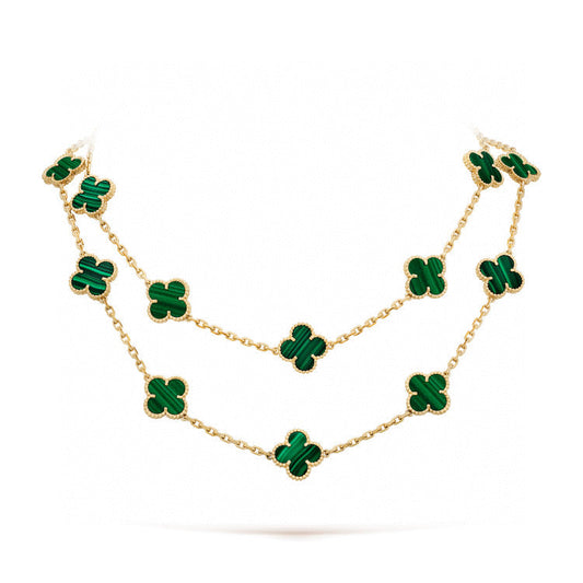 [Olivia JW]CLOVER 20 MOTIFS MALACHITE GOLD