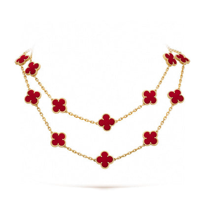 [Olivia JW]CLOVER 20 MOTIFS CARNELIAN NECKLACE