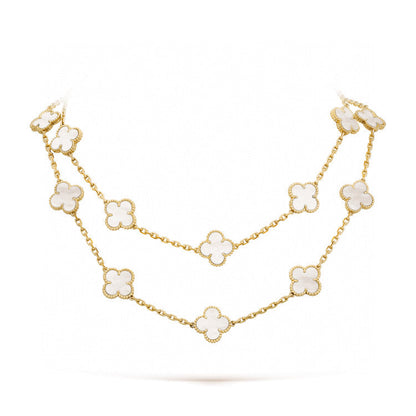 [Olivia JW]CLOVER 20 MOTIFS WHITE MOP NECKLACE