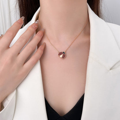 [Olivia JW]LUCKY  CARNELIANS LADYBUG NECKLACE