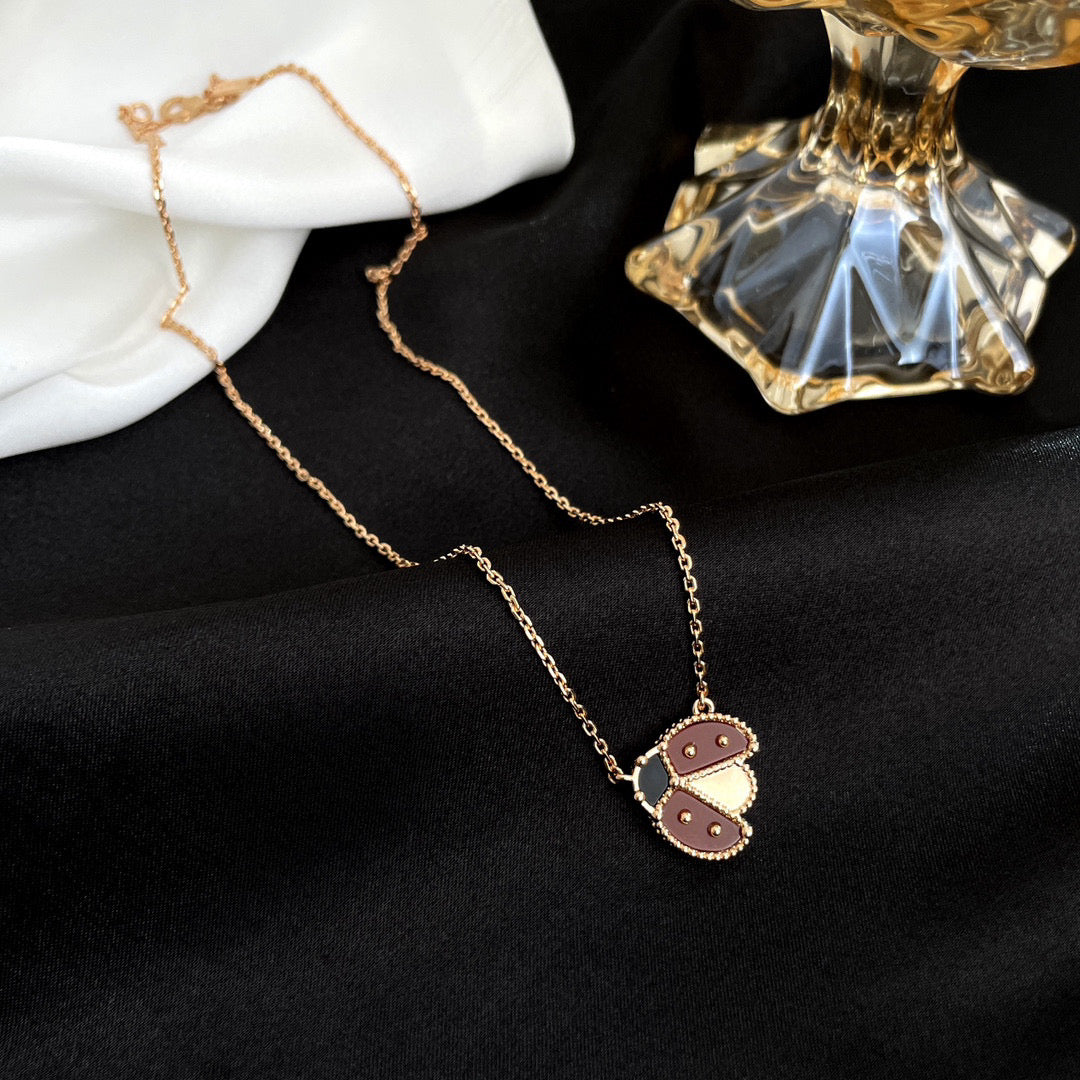 [Olivia JW]LUCKY  CARNELIANS LADYBUG NECKLACE