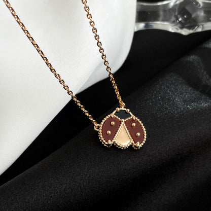 [Olivia JW]LUCKY  CARNELIANS LADYBUG NECKLACE