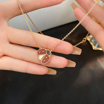 [Olivia JW]LUCKY  CARNELIANS LADYBUG NECKLACE