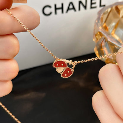 [Olivia JW]LUCKY  CARNELIANS LADYBUG NECKLACE