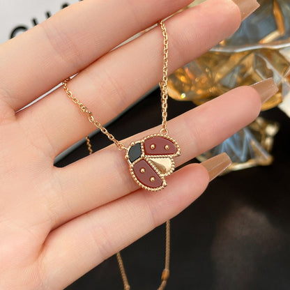 [Olivia JW]LUCKY  CARNELIANS LADYBUG NECKLACE