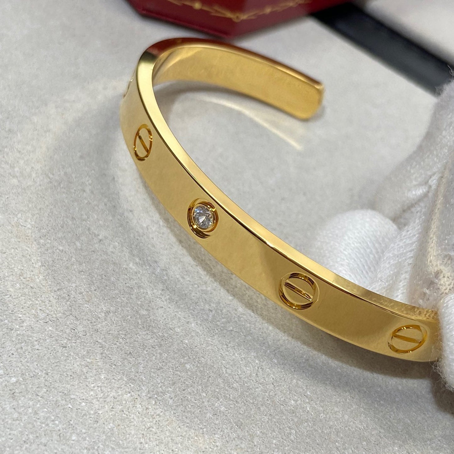[Olivia JW]LOVE BRACELET 6.1MM 1 DIAMOND OPEN CUFF