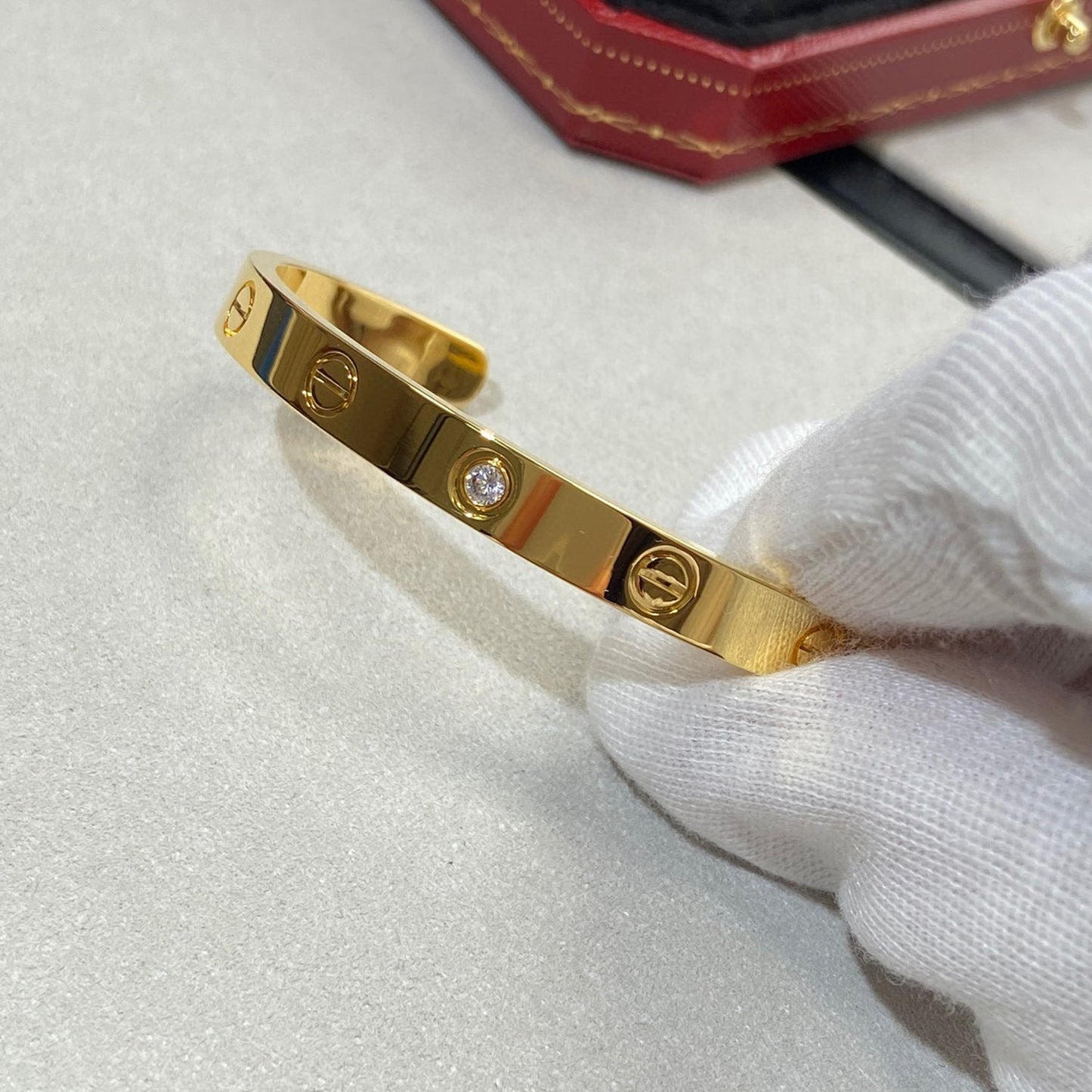 [Olivia JW]LOVE BRACELET 6.1MM 1 DIAMOND OPEN CUFF