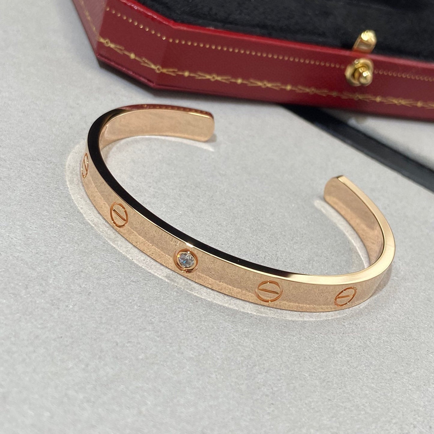 [Olivia JW]LOVE BRACELET 6.1MM 1 DIAMOND OPEN CUFF