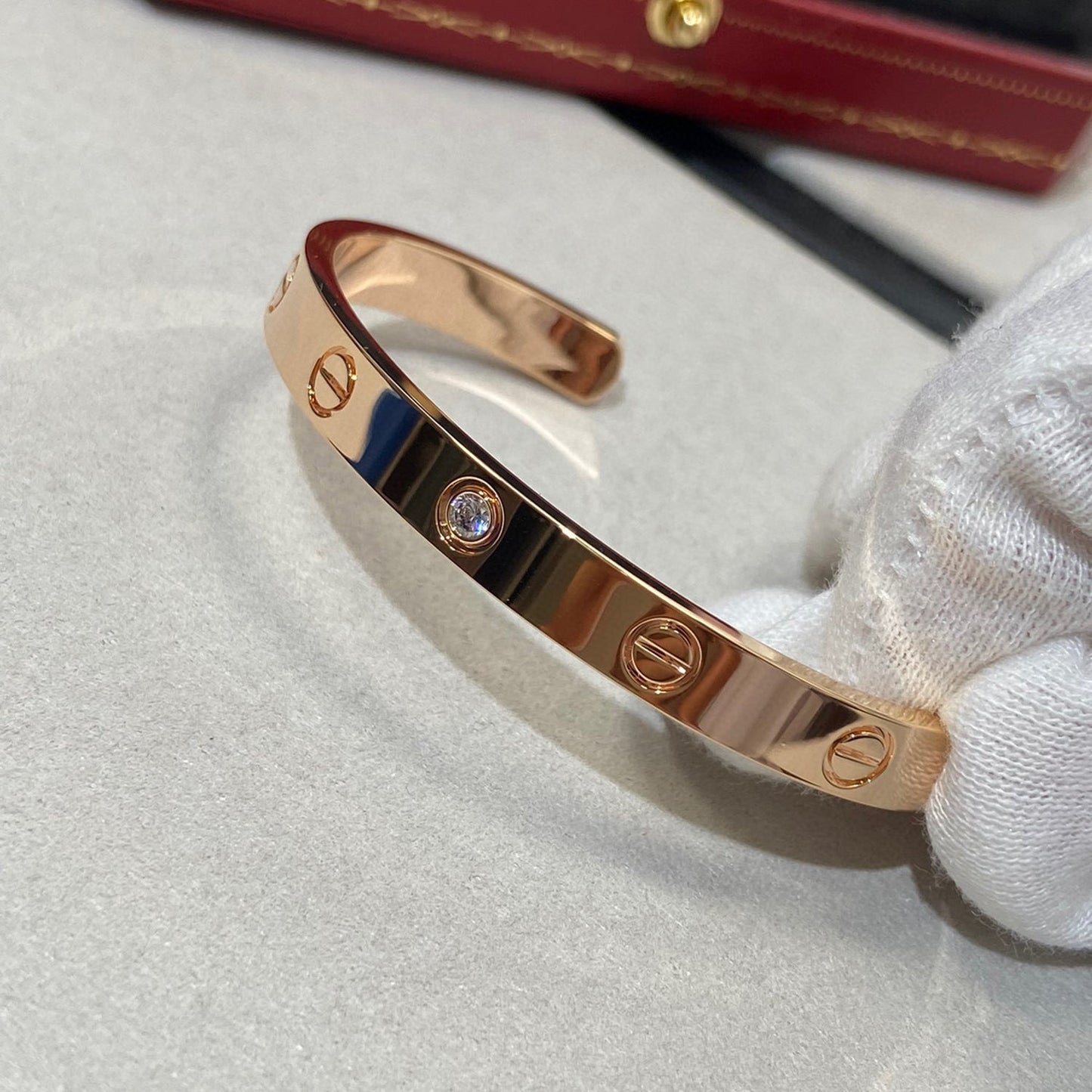 [Olivia JW]LOVE BRACELET 6.1MM 1 DIAMOND OPEN CUFF