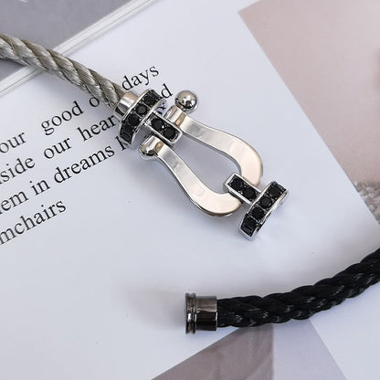 [Olivia JW]FORCE LARGE HORSESHOE BLACK DIAMOND BRACELET SILVER