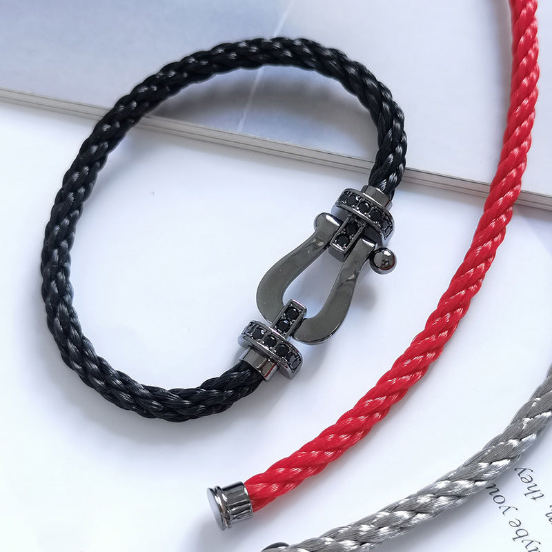 [Olivia JW]FORCE LARGE SERIES HORSESHOE BLACK SAMURAI BRACELET