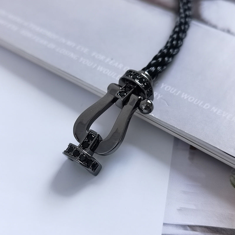 [Olivia JW]FORCE LARGE SERIES HORSESHOE BLACK SAMURAI BRACELET