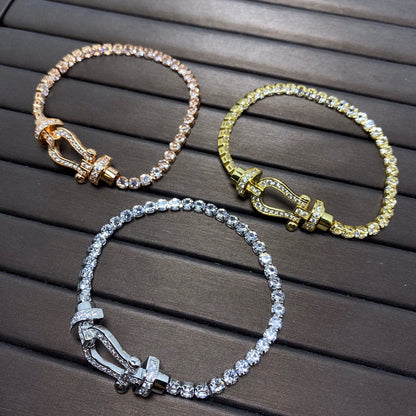 [Olivia JW]FORCE  LARGE HORSESHOE FULL DIAMOND TENNIS BRACELET