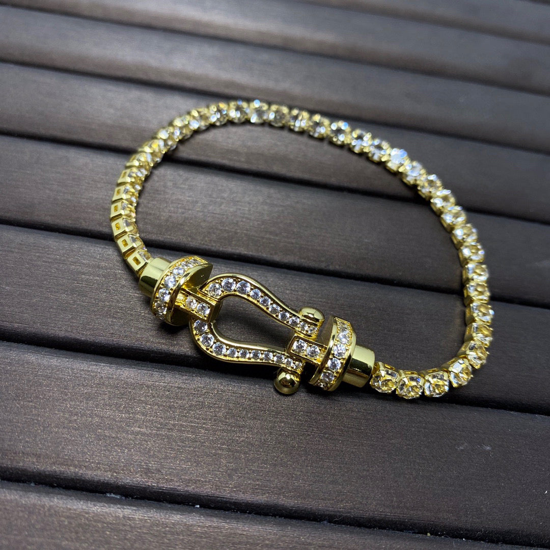 [Olivia JW]FORCE  LARGE HORSESHOE FULL DIAMOND TENNIS BRACELET