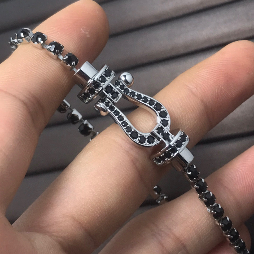 [Olivia JW]FORCE  LARGE HORSESHOE FULL DIAMOND TENNIS BRACELET