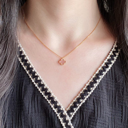 [Olivia JW]CLOVER 15MM PINK MOTHER-OF-PEARL SINGLE FLOWER NECKLACE