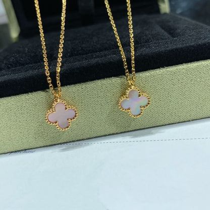 [Olivia JW]CLOVER 15MM PINK MOTHER-OF-PEARL SINGLE FLOWER NECKLACE