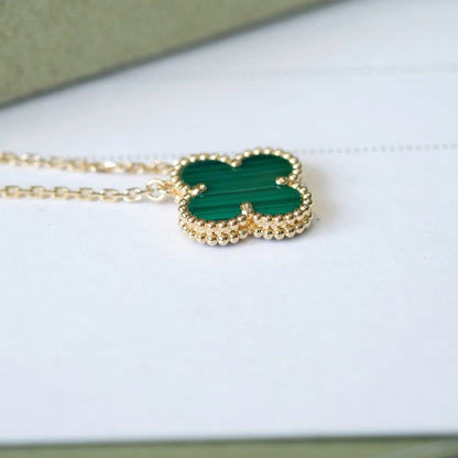 [Olivia JW]CLOVER 15MM MALACHITE SINGLE FLOWER  NECKLACE