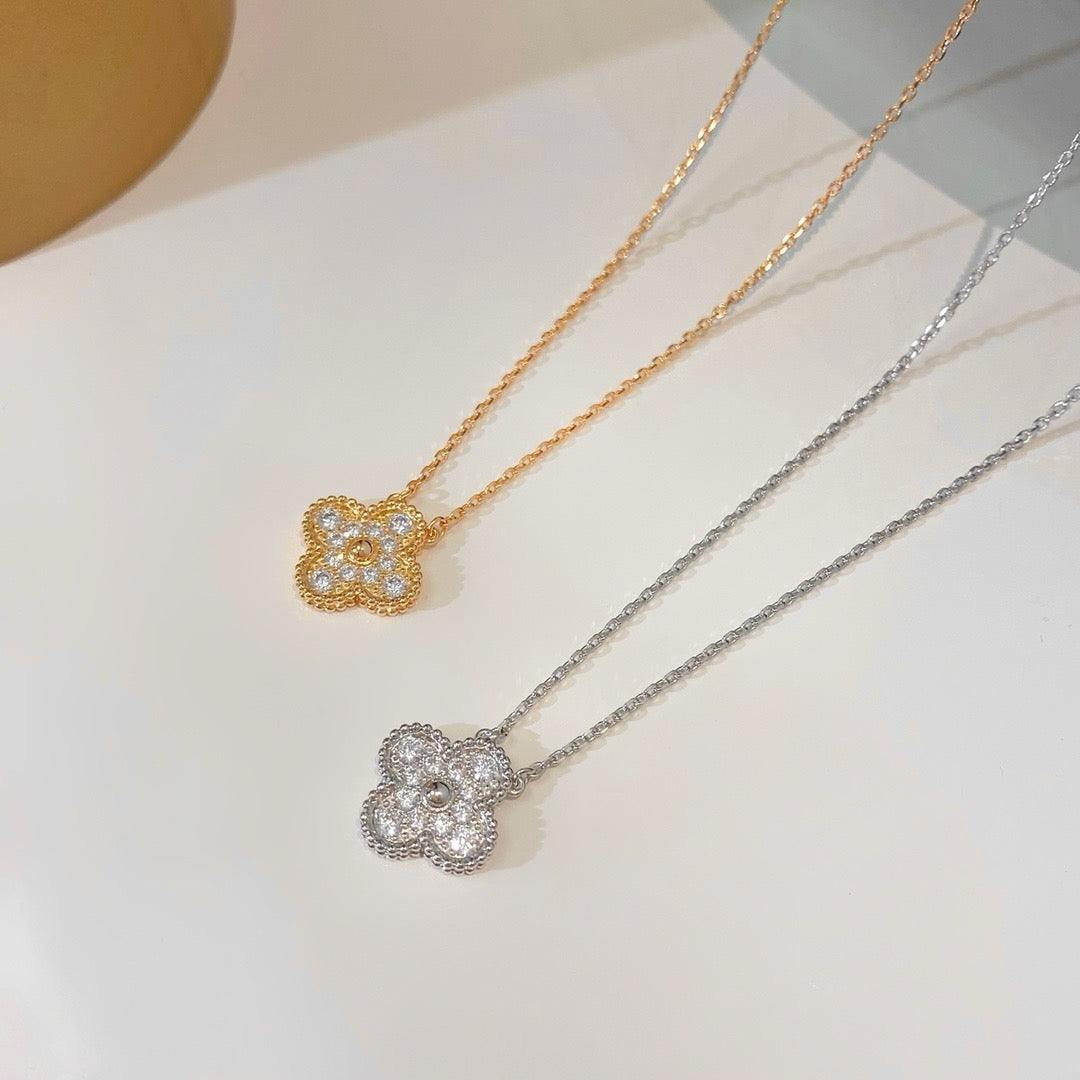 [Olivia JW]CLOVER 15MM DIAMOND SINGLE FLOWER NECKLACE