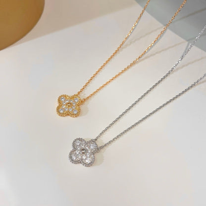 [Olivia JW]CLOVER 15MM DIAMOND SINGLE FLOWER NECKLACE
