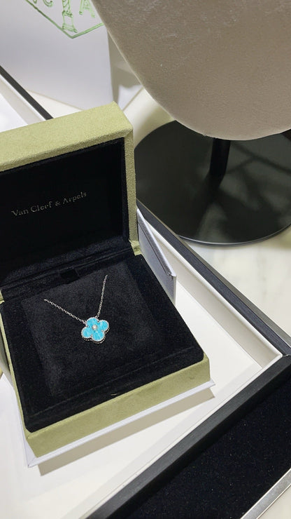 [Olivia JW]CLOVER 15MM DIAMOND SVRES PORCELAIN  NECKLACE SILVER