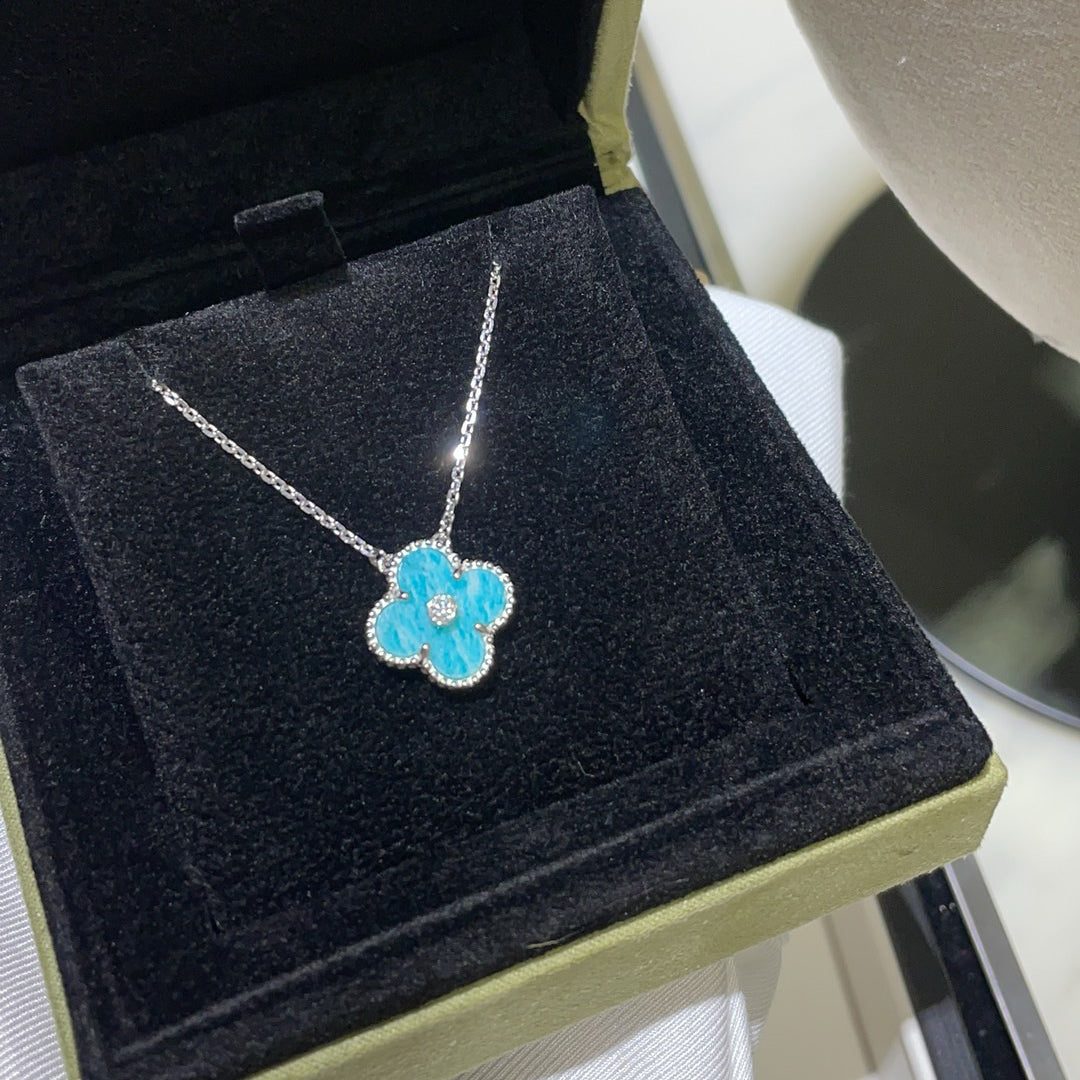 [Olivia JW]CLOVER 15MM DIAMOND SVRES PORCELAIN  NECKLACE SILVER
