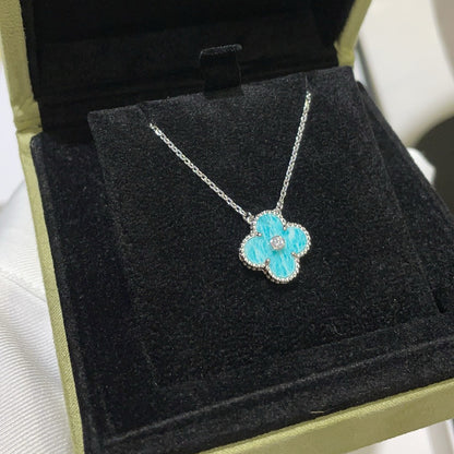 [Olivia JW]CLOVER 15MM DIAMOND SVRES PORCELAIN  NECKLACE SILVER
