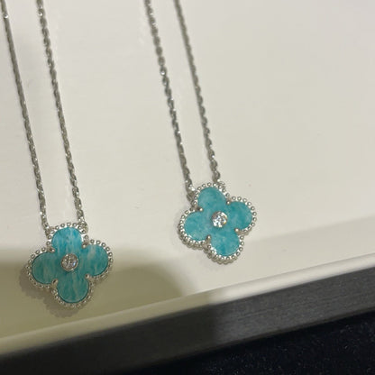 [Olivia JW]CLOVER 15MM DIAMOND SVRES PORCELAIN  NECKLACE SILVER