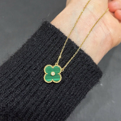 [Olivia JW]CLOVER 15MM DIAMOND TURQUOISE NECKLACE
