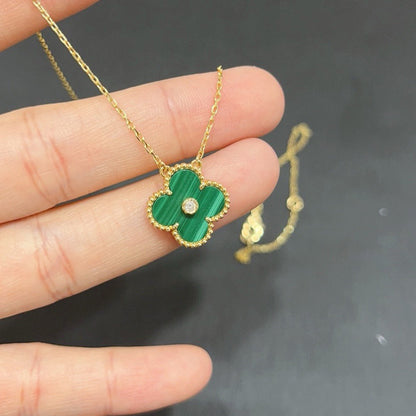 [Olivia JW]CLOVER 15MM DIAMOND TURQUOISE NECKLACE