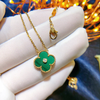 [Olivia JW]CLOVER 15MM DIAMOND TURQUOISE NECKLACE