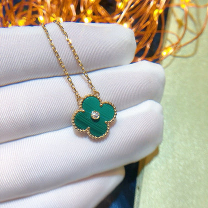 [Olivia JW]CLOVER 15MM DIAMOND TURQUOISE NECKLACE
