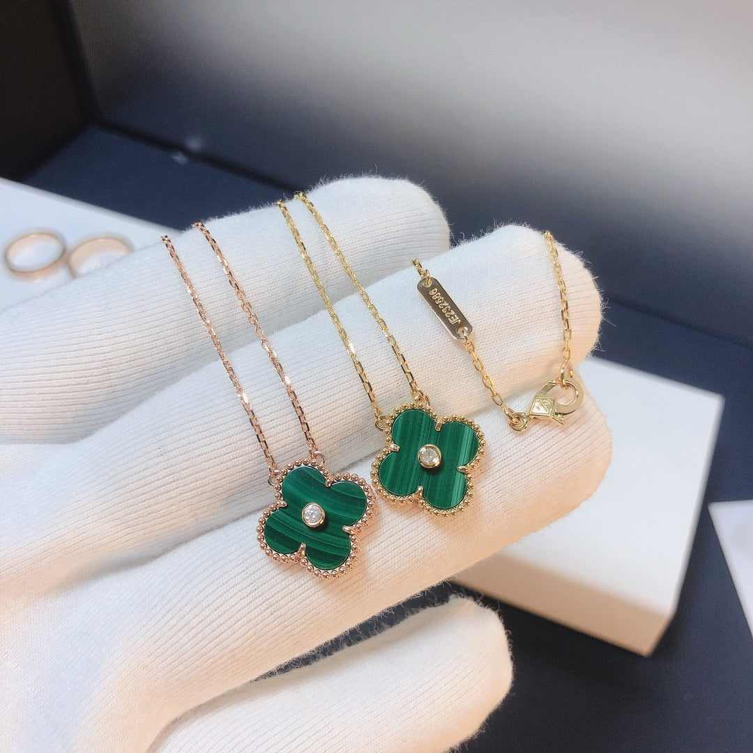 [Olivia JW]CLOVER 15MM DIAMOND TURQUOISE NECKLACE