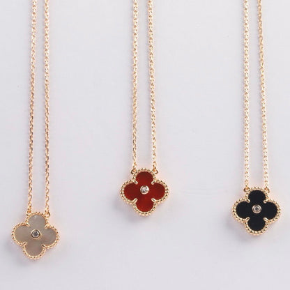 [Olivia JW]CLOVER 15MM DIAMOND CARNELIAN NECKLACE