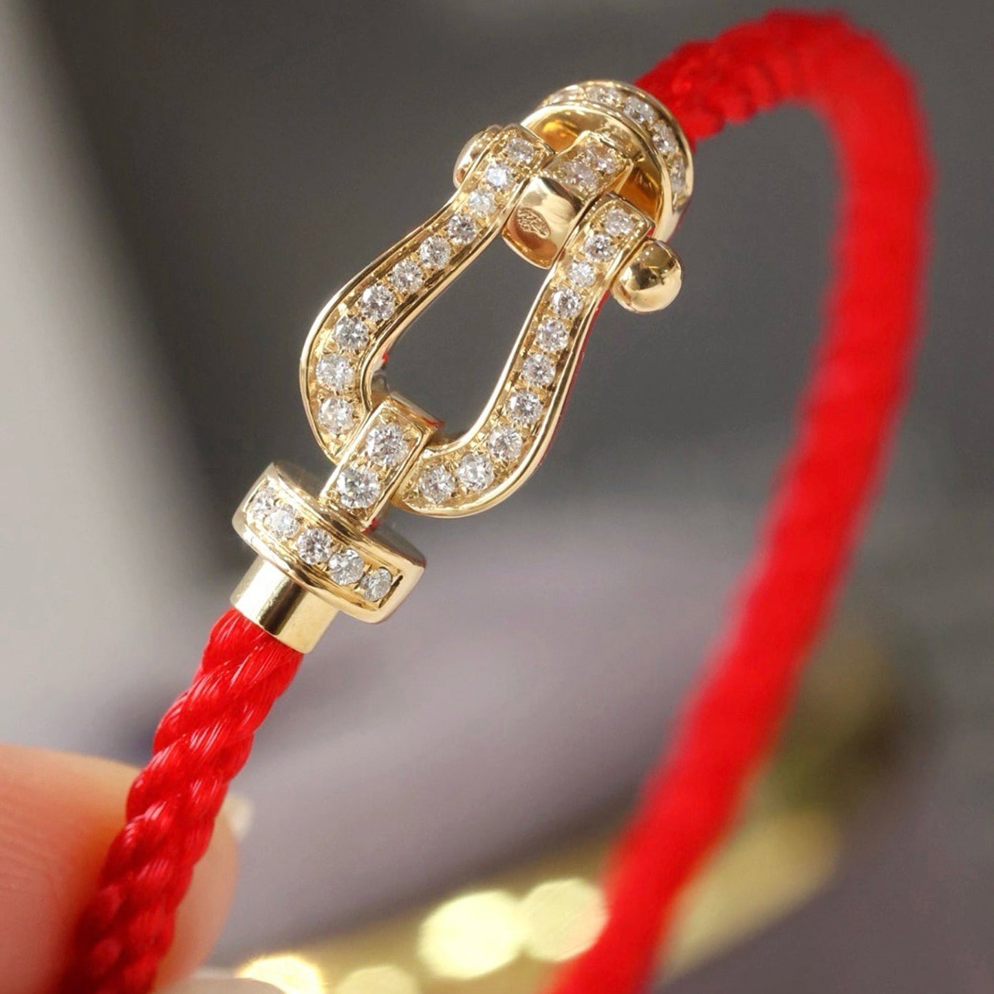 [Olivia JW]FORCE LARGE HORSESHOE FULL DIAMOND BRACELET GOLD