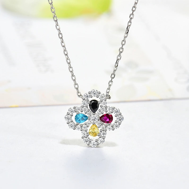 [Olivia JW]LOOP NECKLACE FULL MOTIF DIAMOND 16MM MULTIPLE COLORS